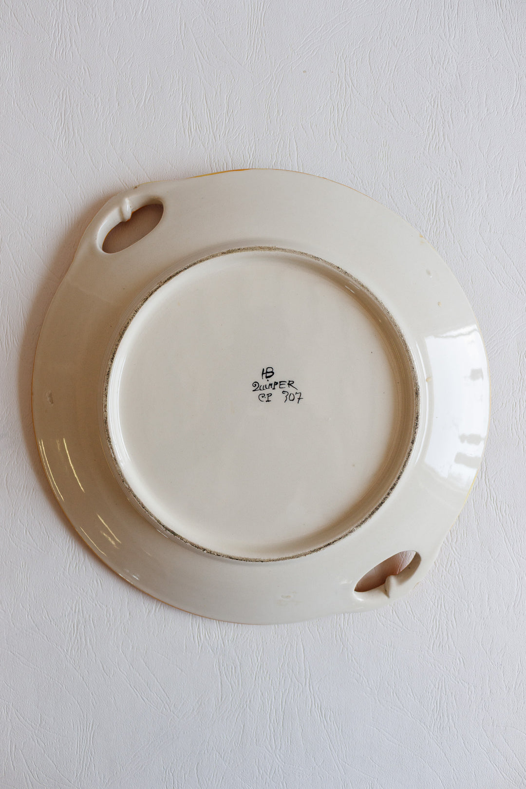 1950s french quimper hand painted cake plate