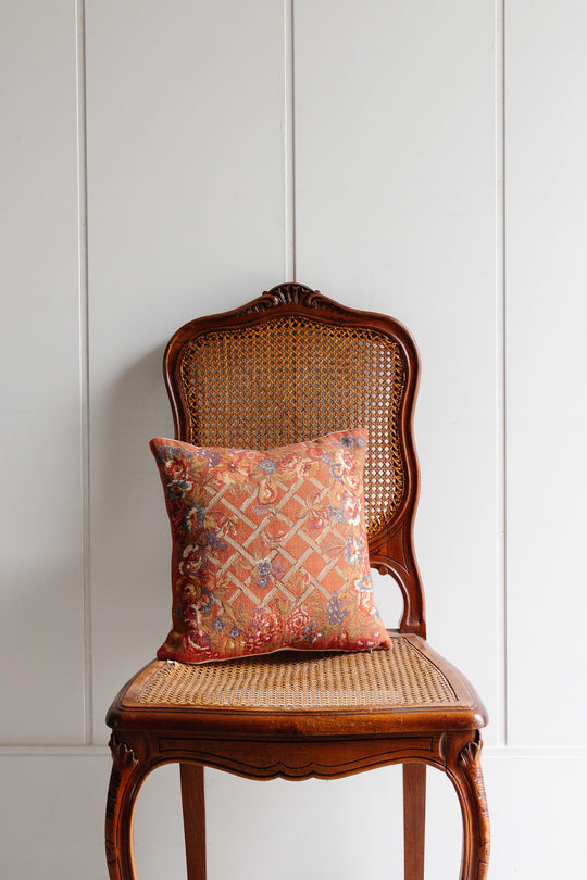 1950s French tapestry pillow