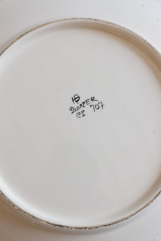 1950s french quimper hand painted cake plate