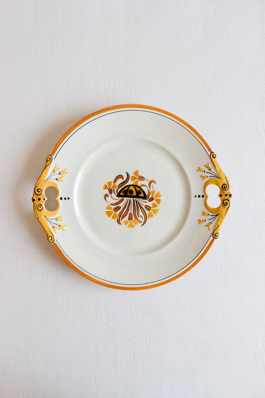 1900s creil et montereau "oeillet" cake plate