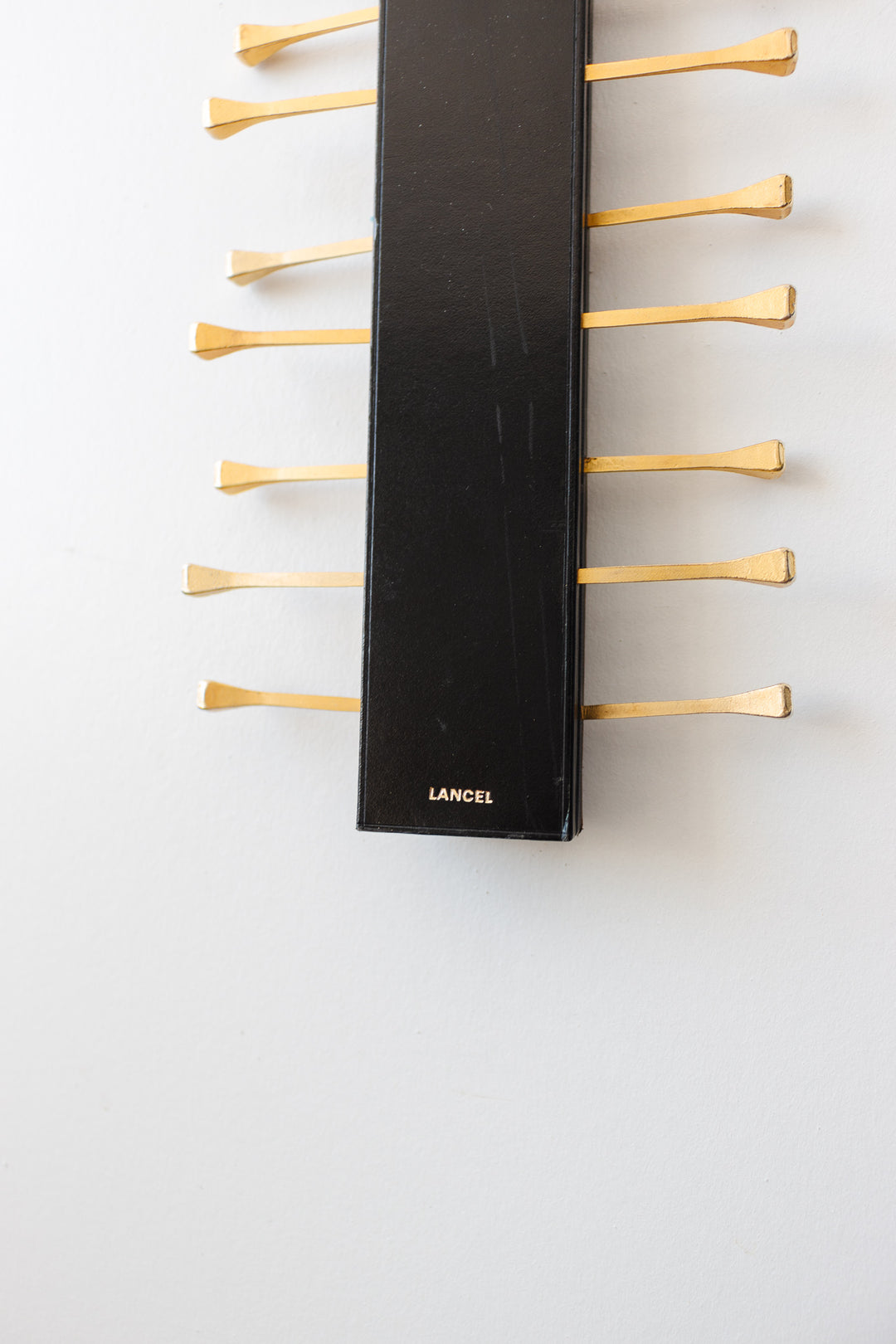 midcentury french brass and leather Longchamp tie rack by Jacques Adnet