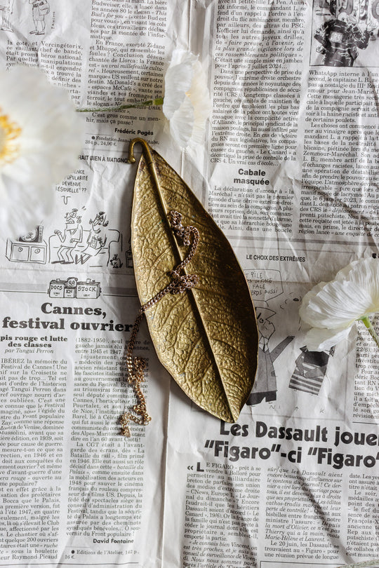 vintage french cast brass leaf