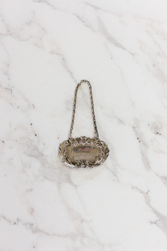 vintage English liquor decanter tags