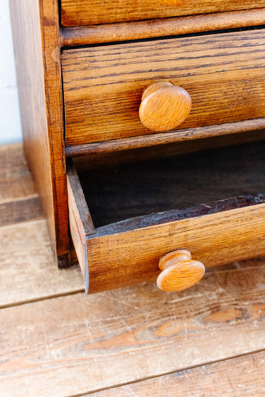 turn of the century French salesman sample oak dresser & vanity mirror