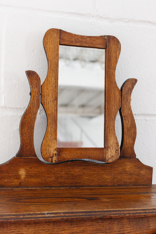 turn of the century French salesman sample oak dresser & vanity mirror