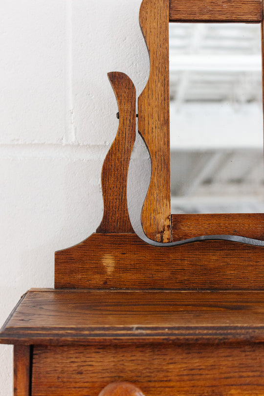 turn of the century French salesman sample oak dresser & vanity mirror