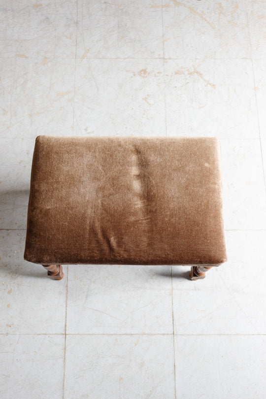 midcentury Belgian oak & velvet stool