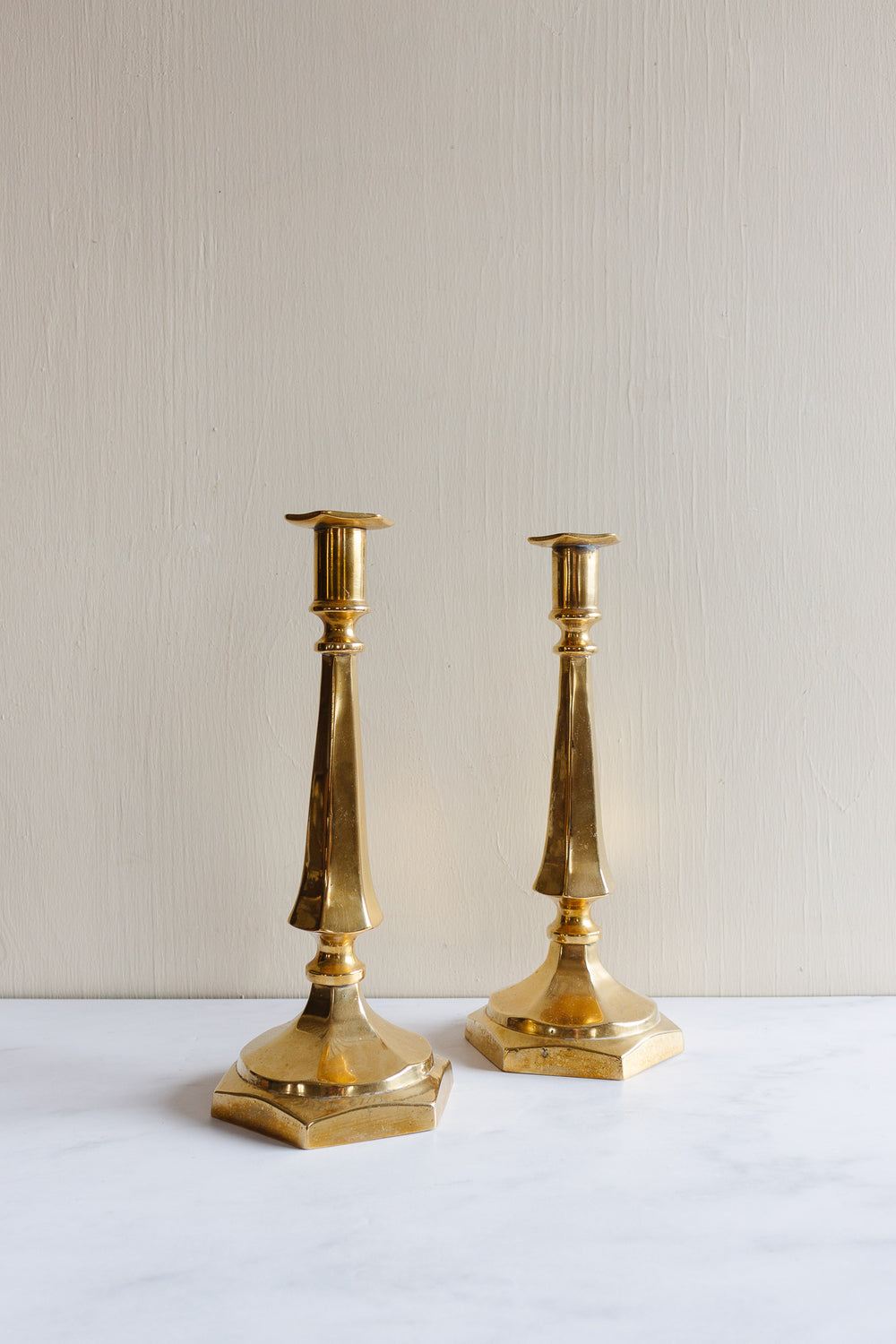 pair of vintage French brass candlesticks