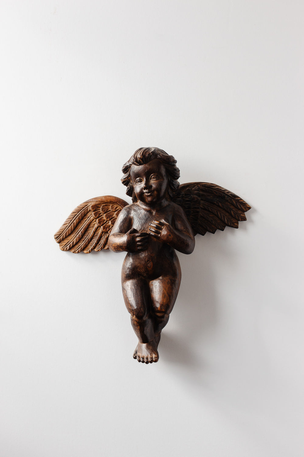 vintage Italian hand carved wood Putti sculpture