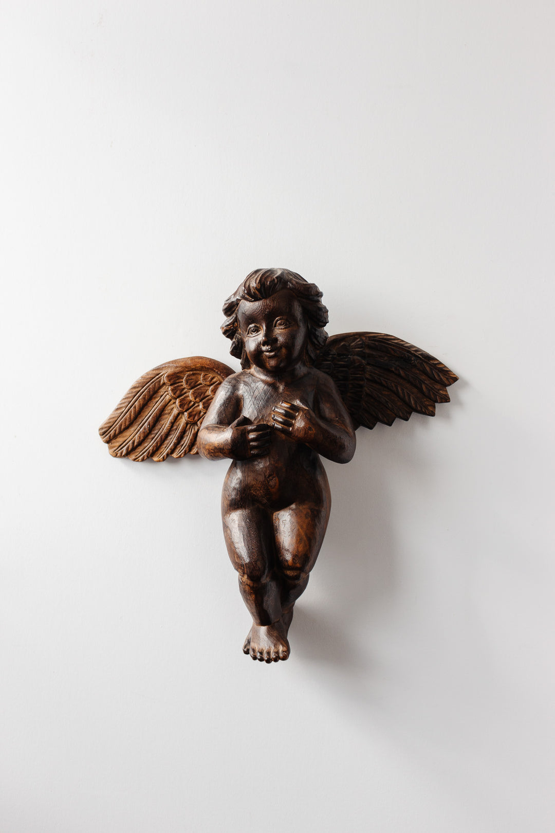 vintage Italian hand carved wood Putti sculpture