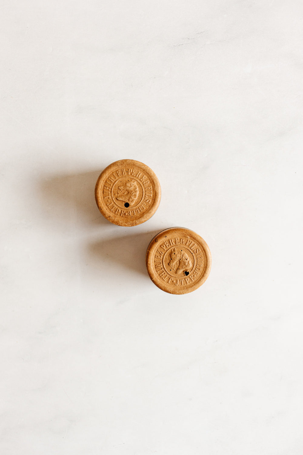 pair of rare antique French “J.Thiriez Père & Fils” spool dispensers