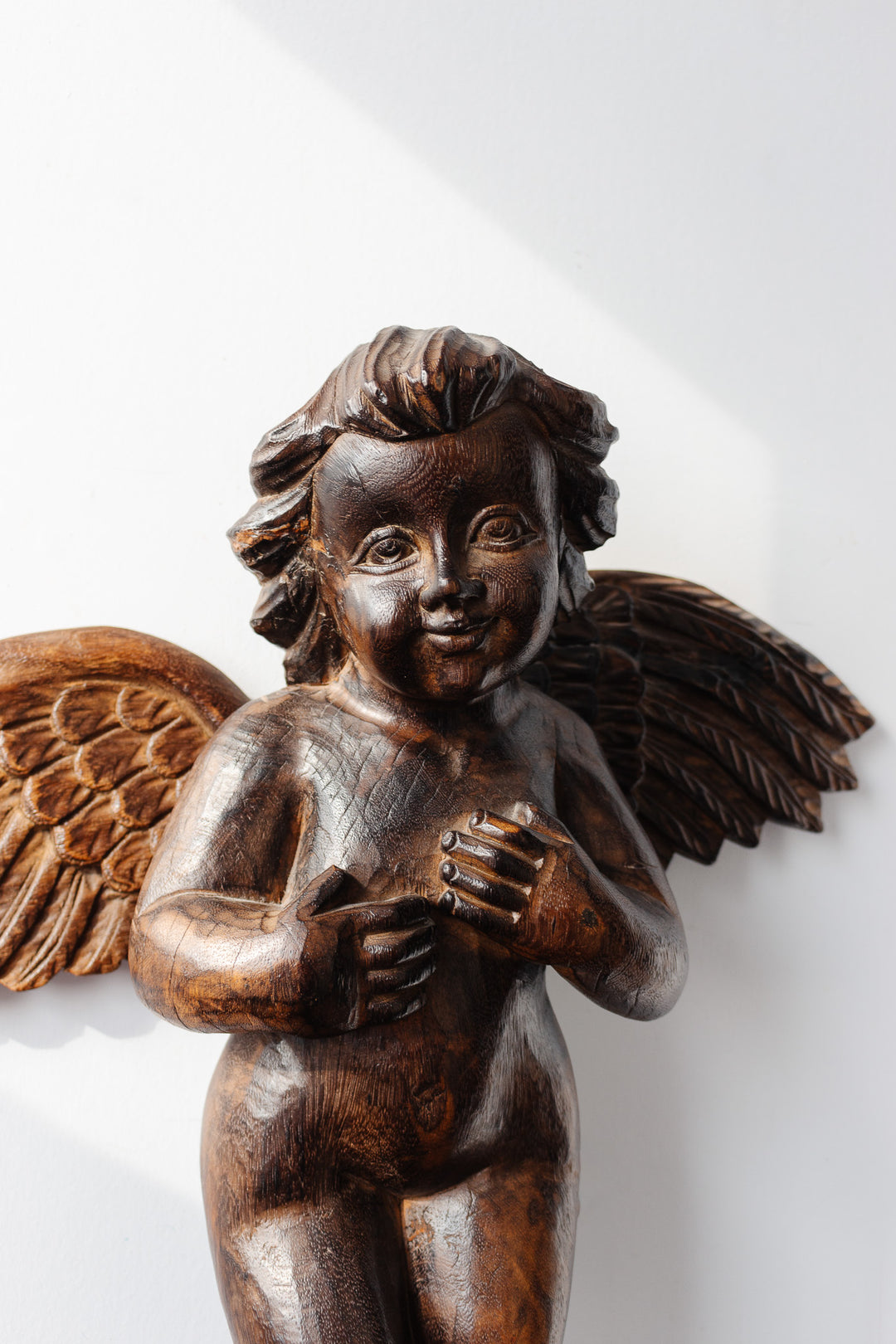 vintage Italian hand carved wood Putti sculpture