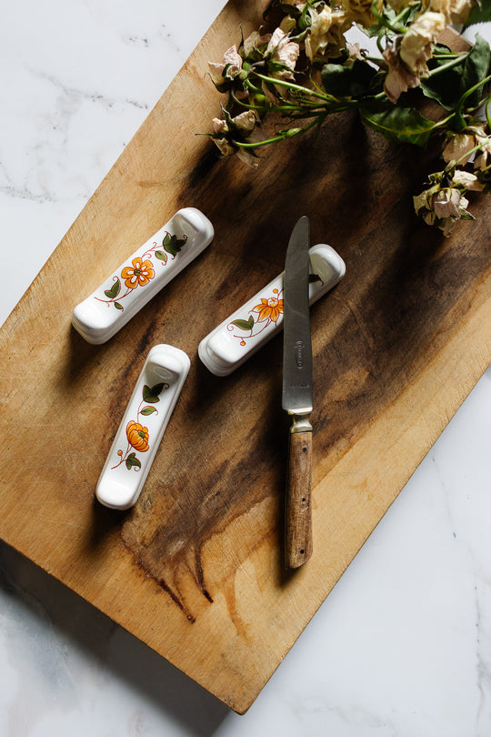 vintage french moustiers hand painted knife rests