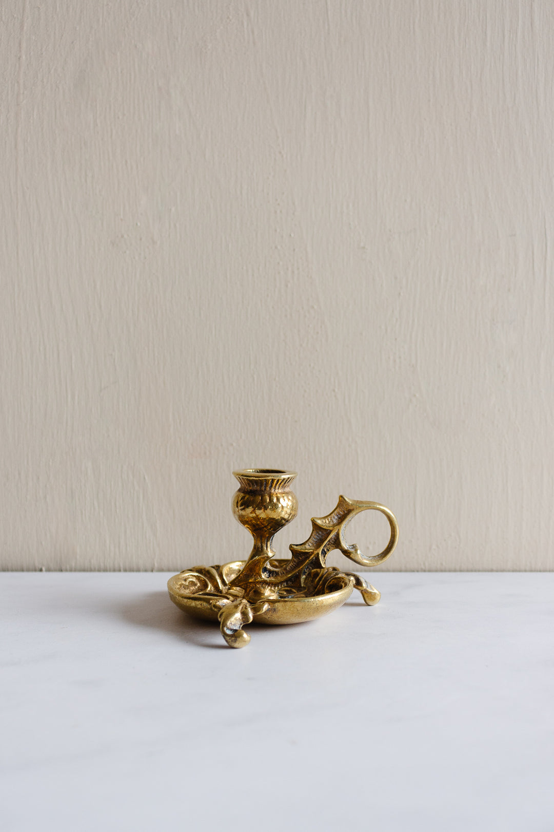 pair of vintage French cast brass chambersticks