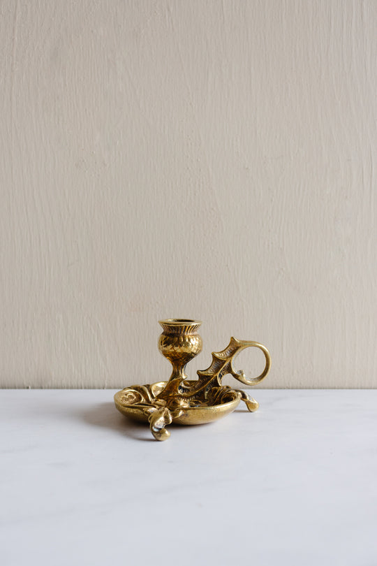 pair of vintage French cast brass chambersticks