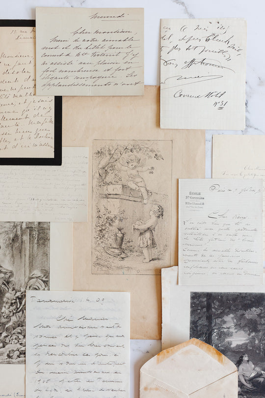 Antique french cherub engraving