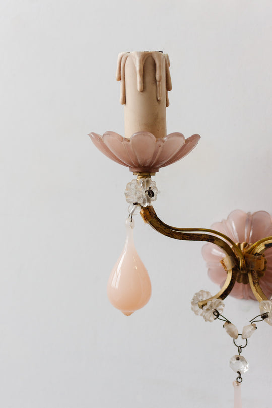 antique french murano pink crystal drop wall sconces