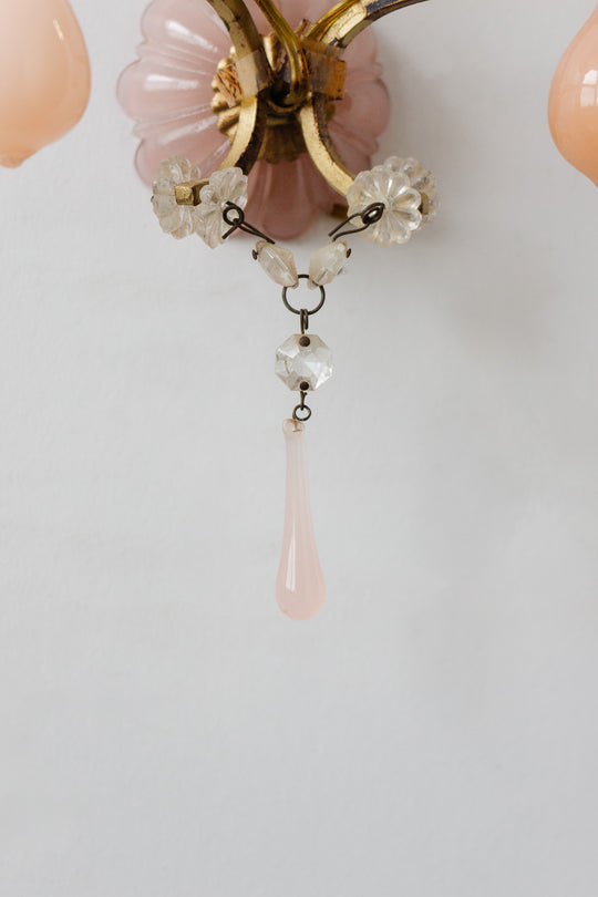 antique french murano pink crystal drop wall sconces