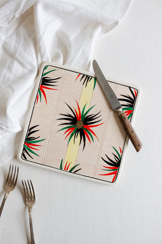 art deco french longwy "aigrette" ceramic pot holder