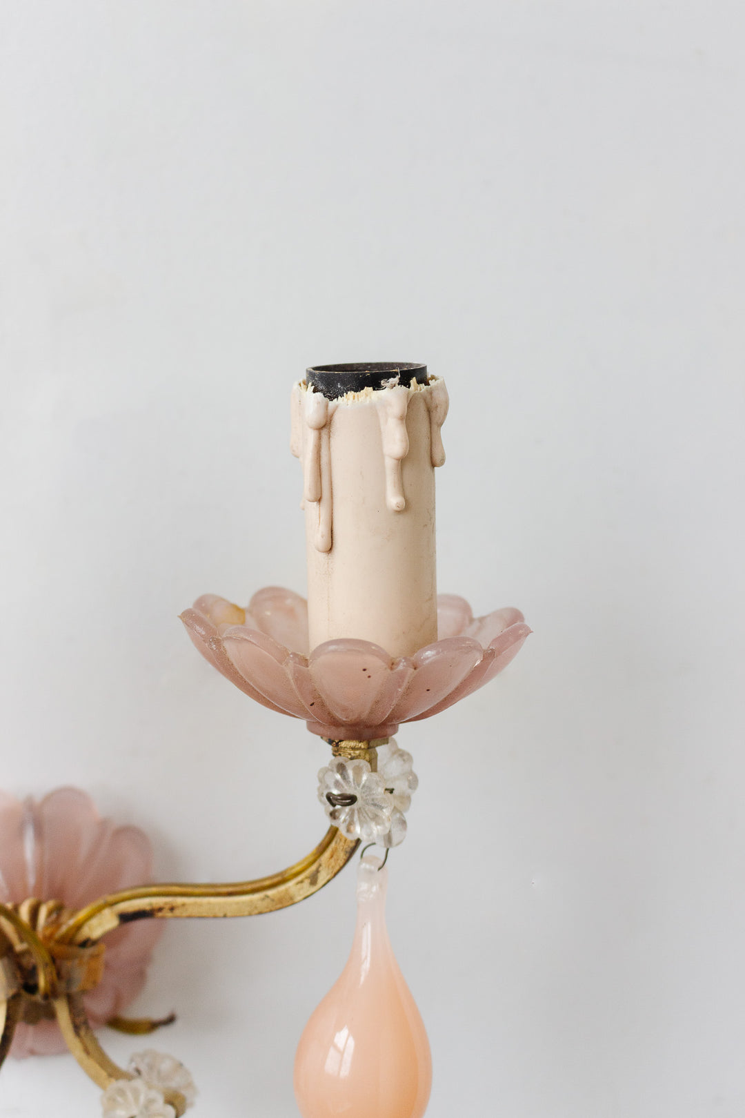 antique french murano pink crystal drop wall sconces