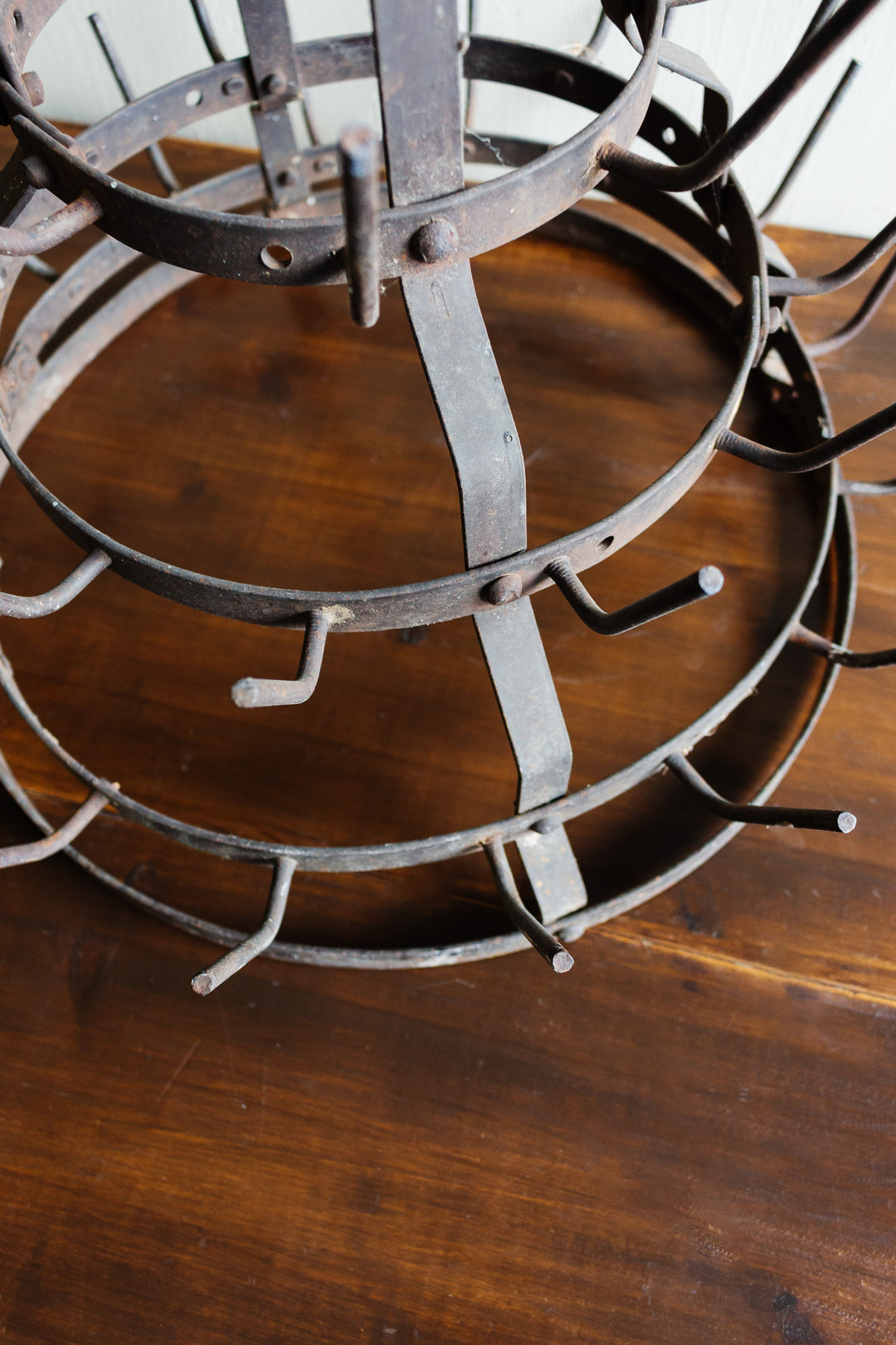 antique french hérisson bottle drying rack