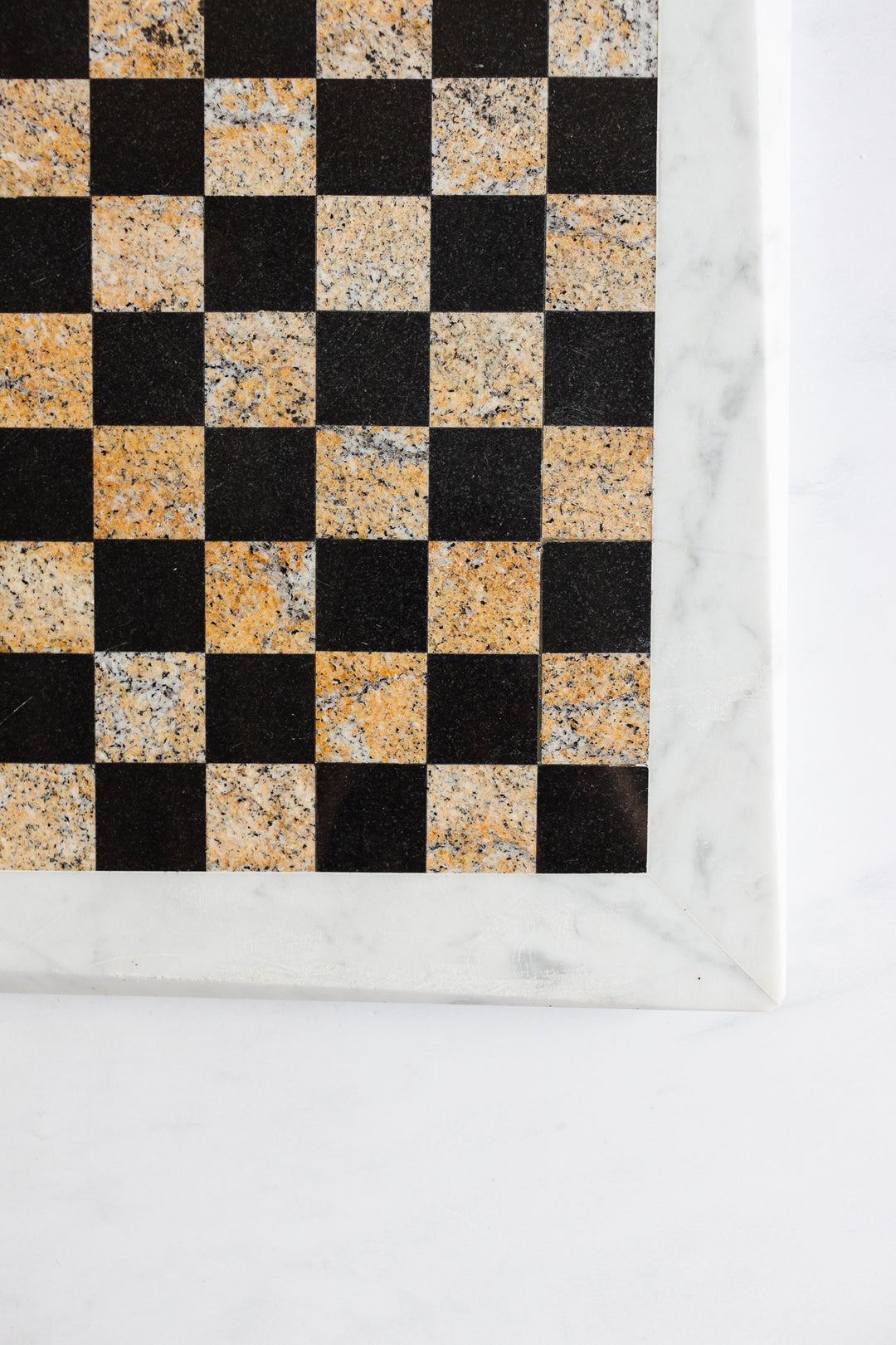 vintage French marble chess board with asymmetrical border