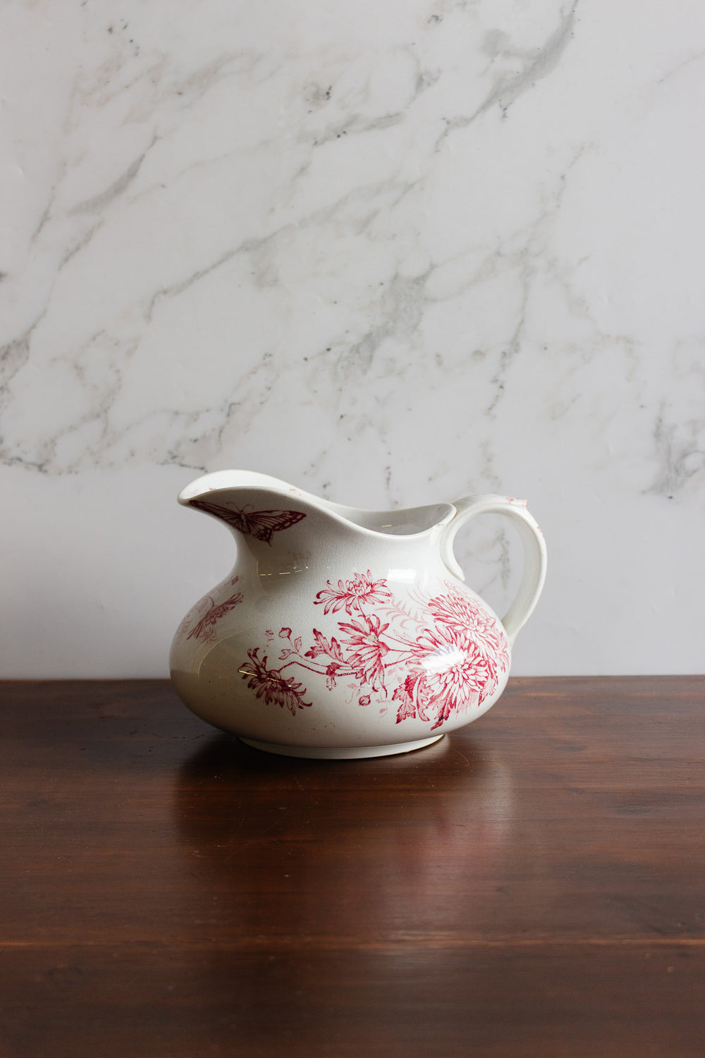 antique french "chrysanthème badonvillier" pitcher