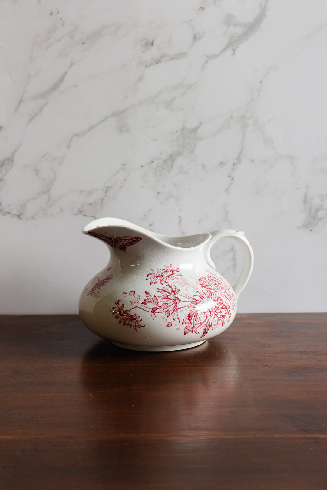 antique french "chrysanthème badonvillier" pitcher