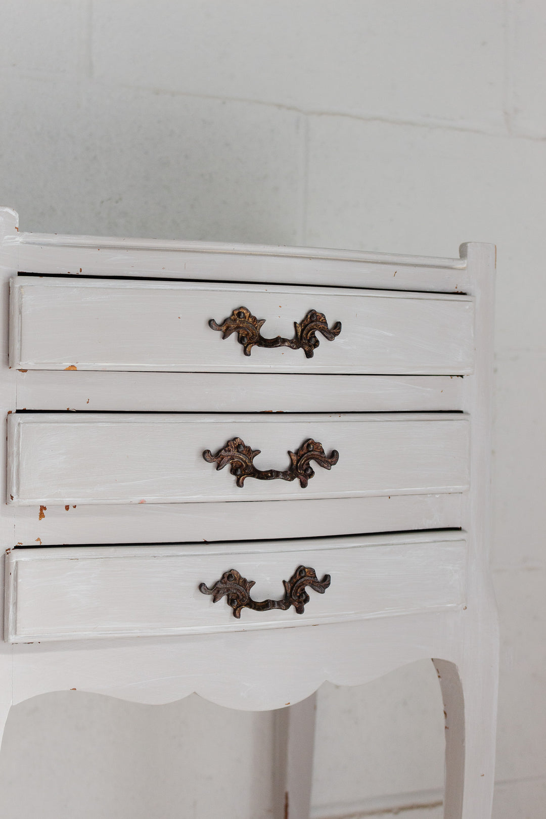 antique french louis xv style bedside table with cabriole legs