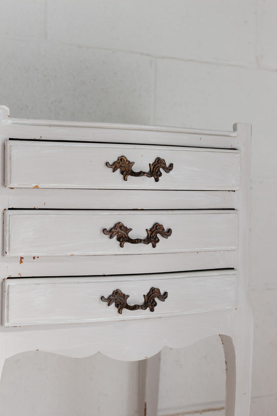 antique french louis xv style bedside table with cabriole legs