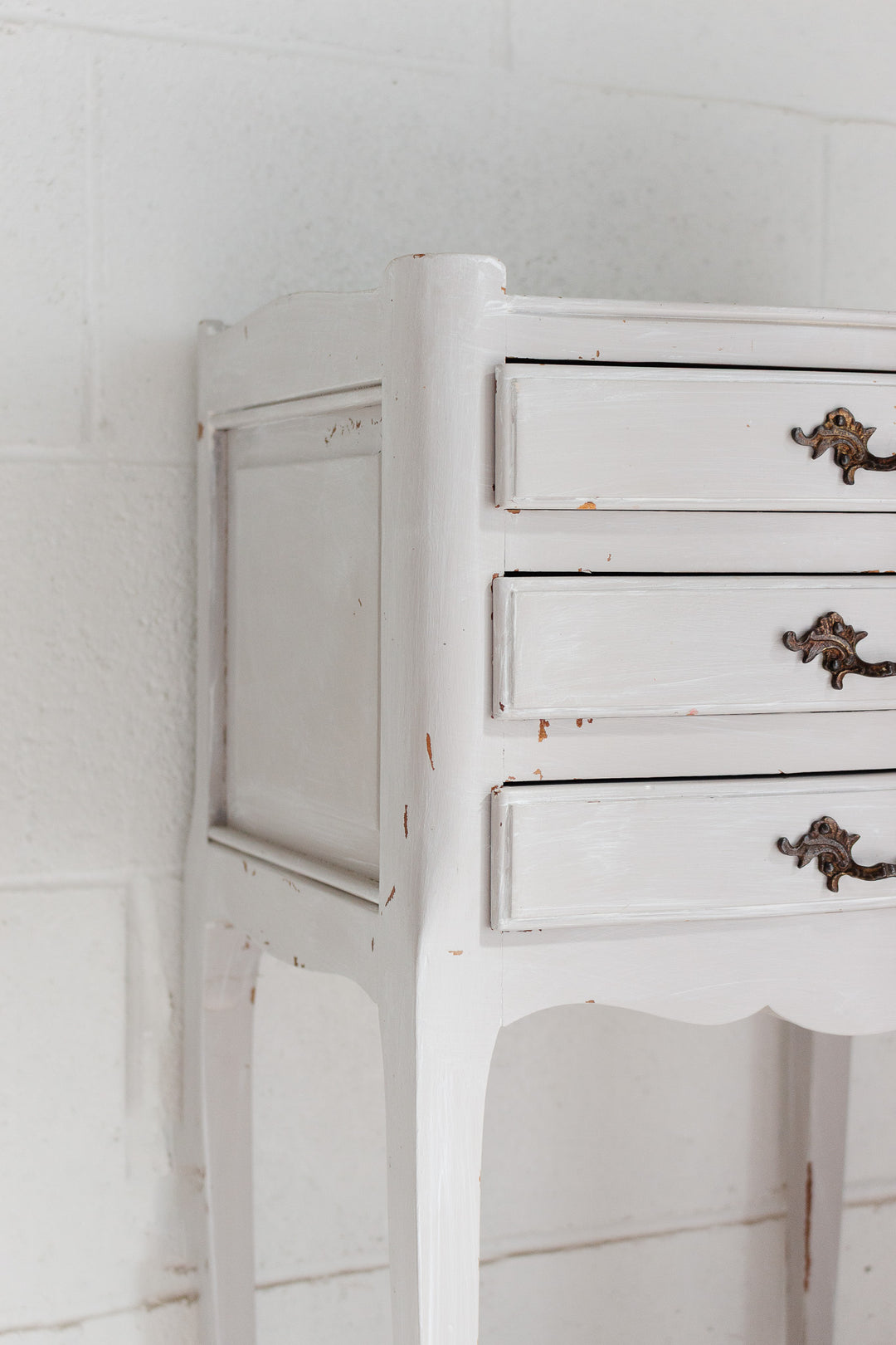 antique french louis xv style bedside table with cabriole legs