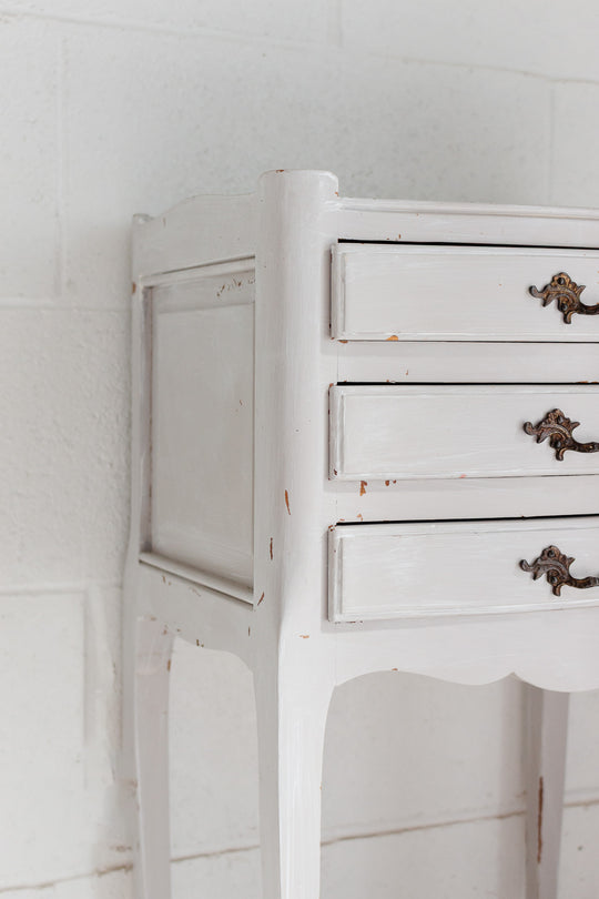 antique french louis xv style bedside table with cabriole legs