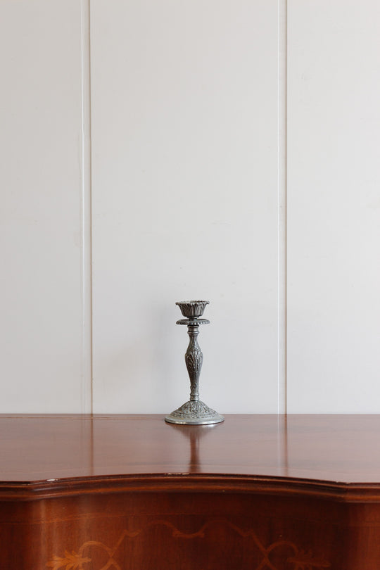 vintage french ornate pewter candlestick