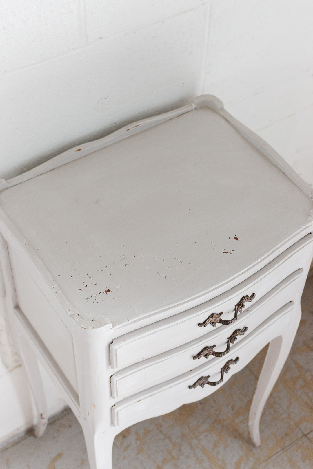 antique french louis xv style bedside table with cabriole legs