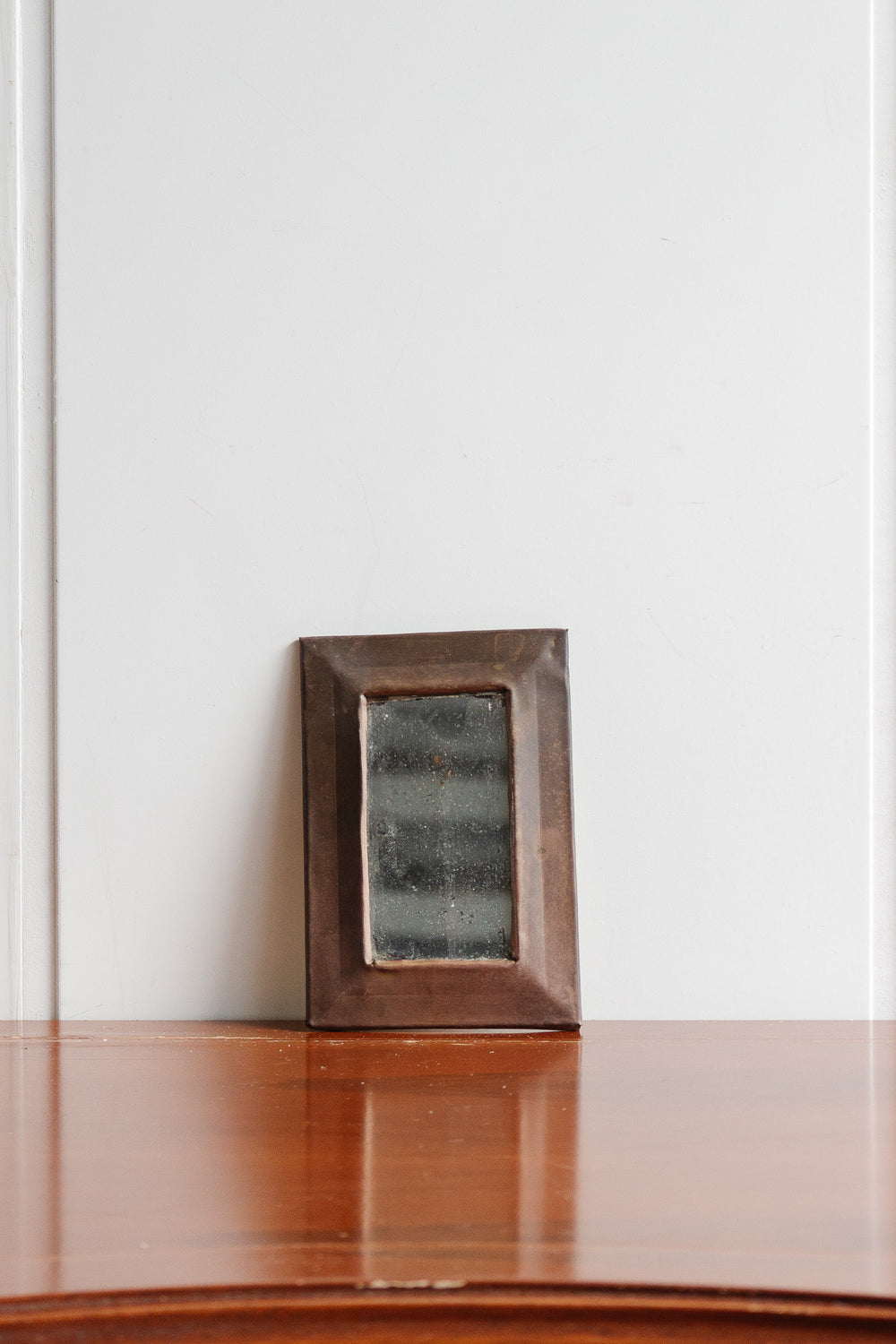 antique french handmade brass petite mirror