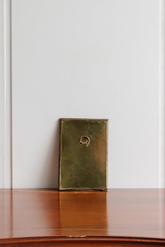 antique french handmade brass petite mirror