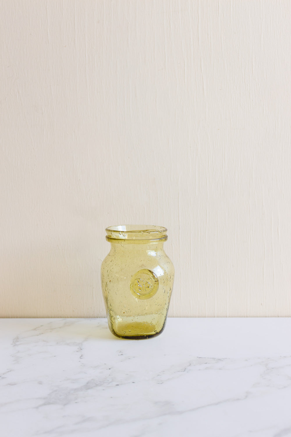 midcentury biot glass storage jar