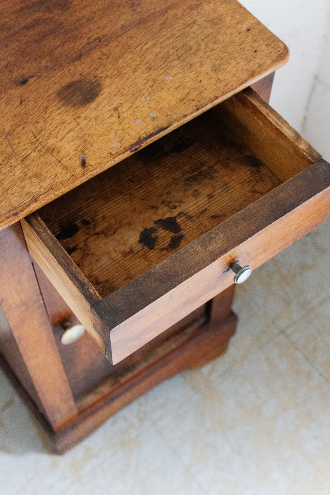 antique french single cupboard wood chevet