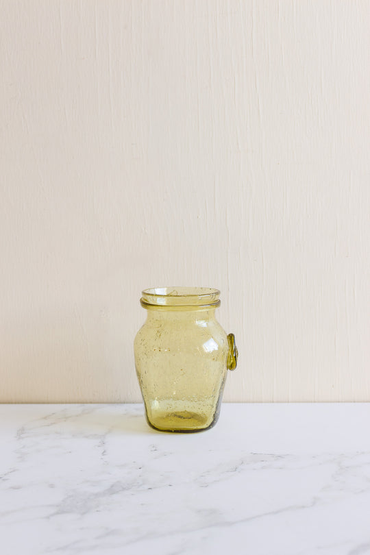 midcentury biot glass storage jar