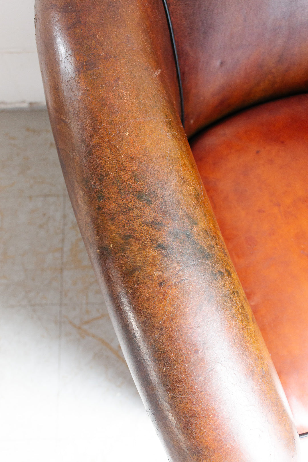 vintage European Lounge Atelier sheepskin leather club chair