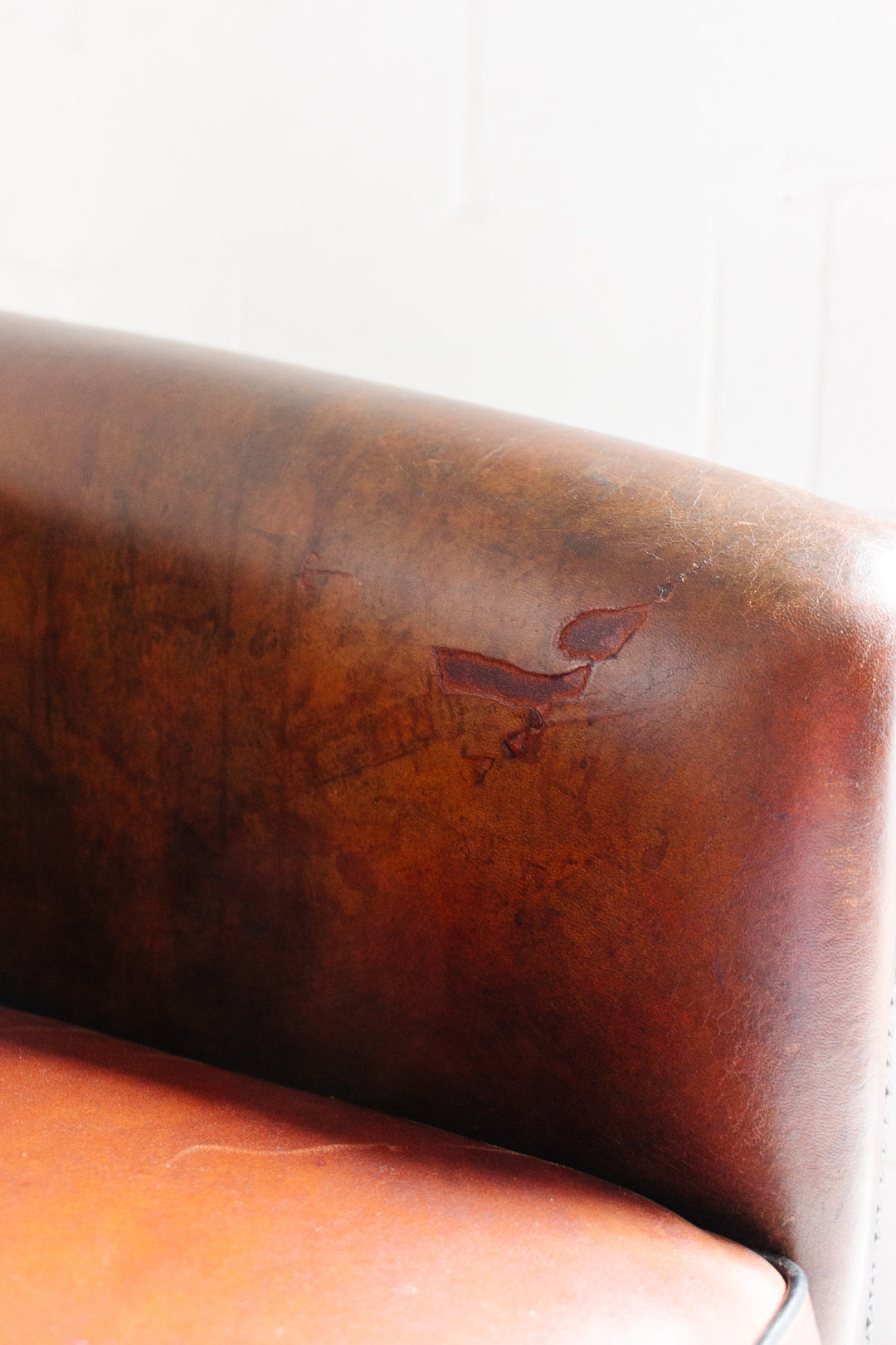 vintage European Lounge Atelier sheepskin leather club chair