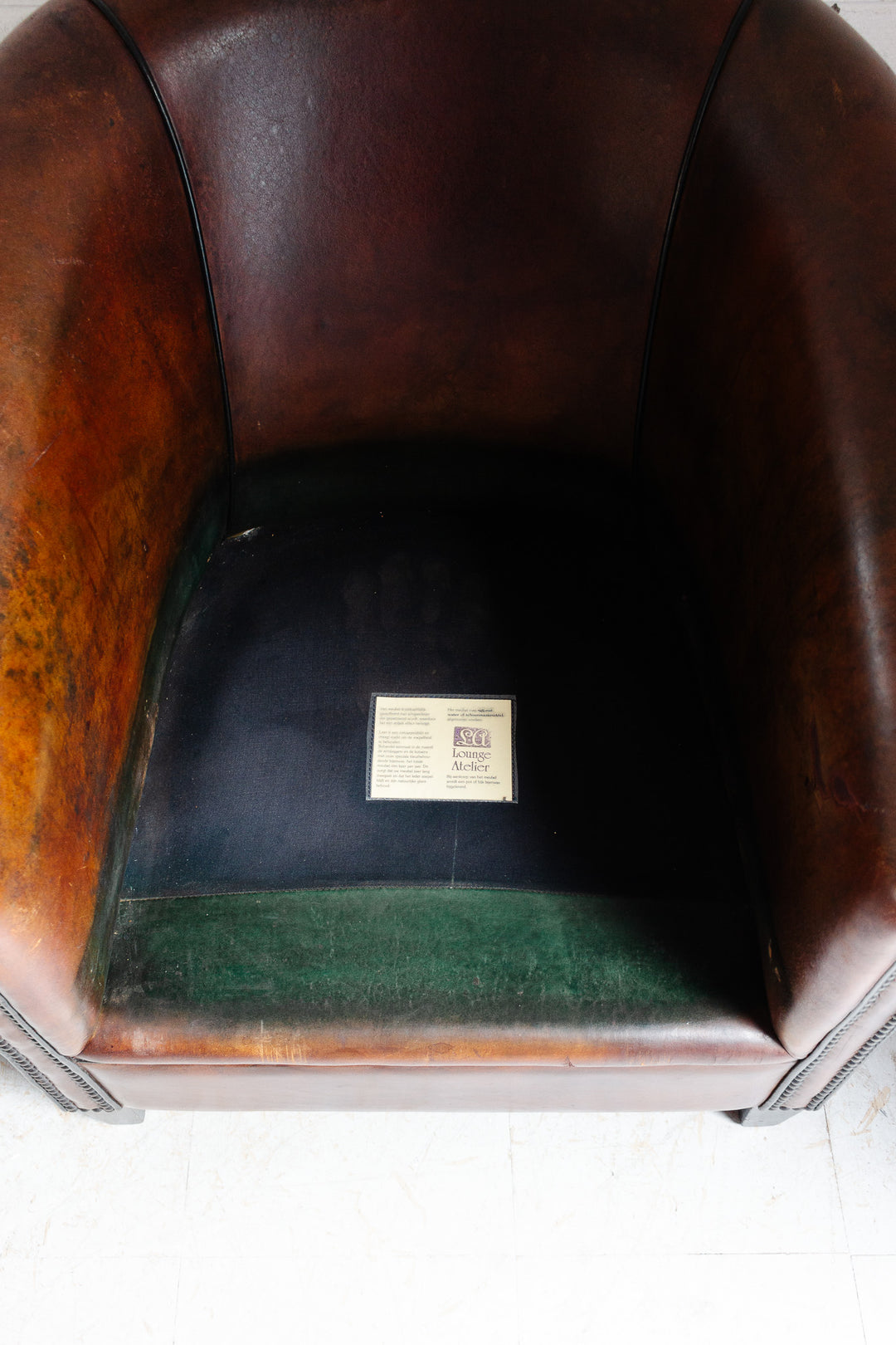 vintage European Lounge Atelier sheepskin leather club chair