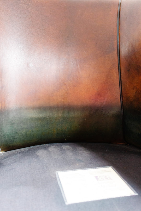 vintage European Lounge Atelier sheepskin leather club chair