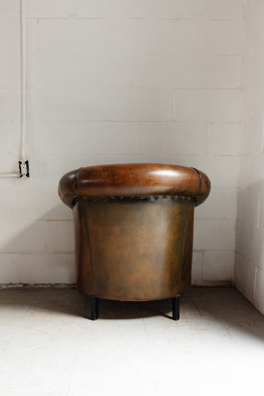 vintage European Lounge Atelier sheepskin leather club chair