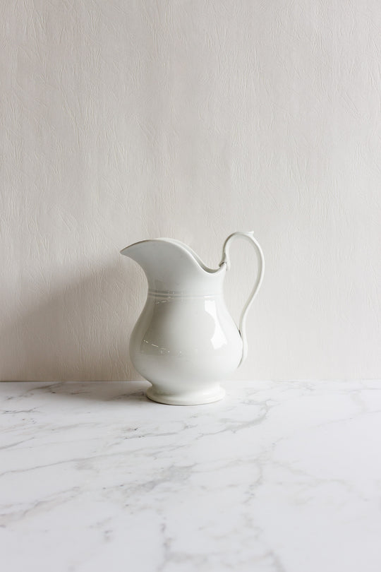 antique french creil et montereau ironstone pitcher