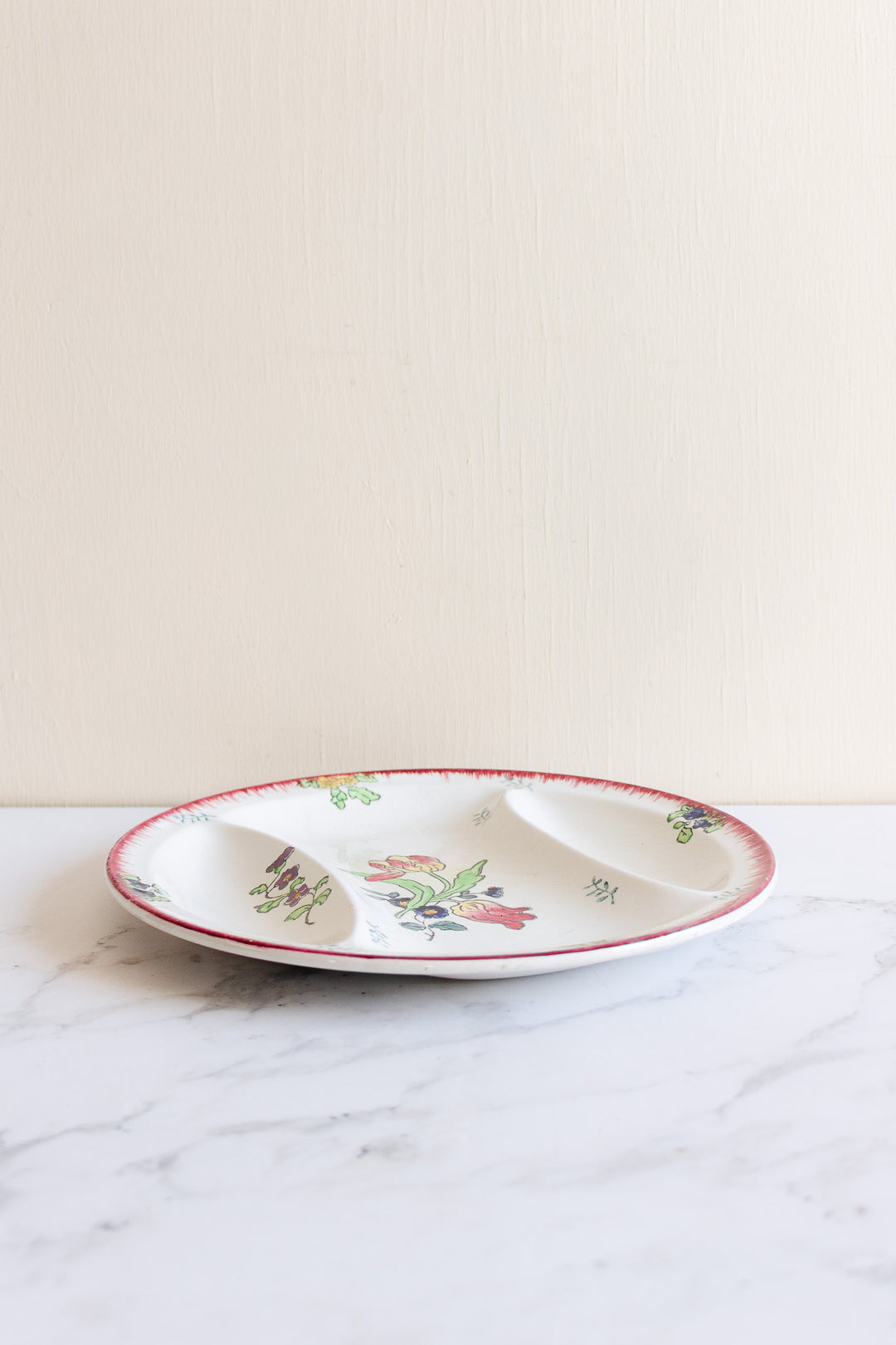 antique french longwy polychrome "marseille" asparagus platter