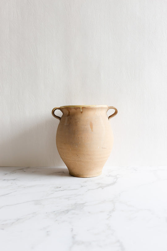 antique french stoneware double handled vase