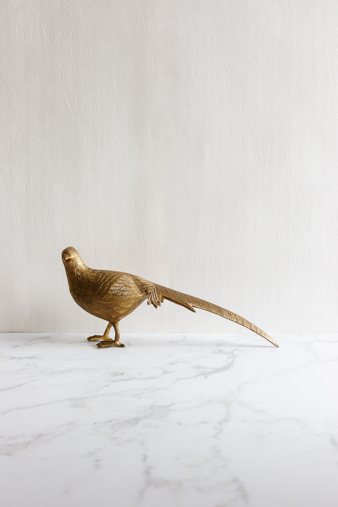 pair of large antique french solid brass pheasants