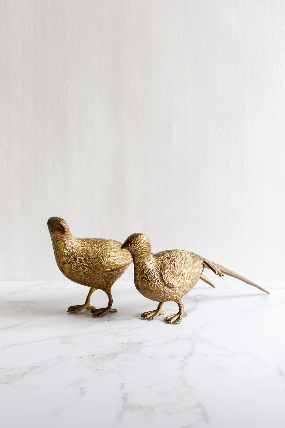 pair of large antique french solid brass pheasants