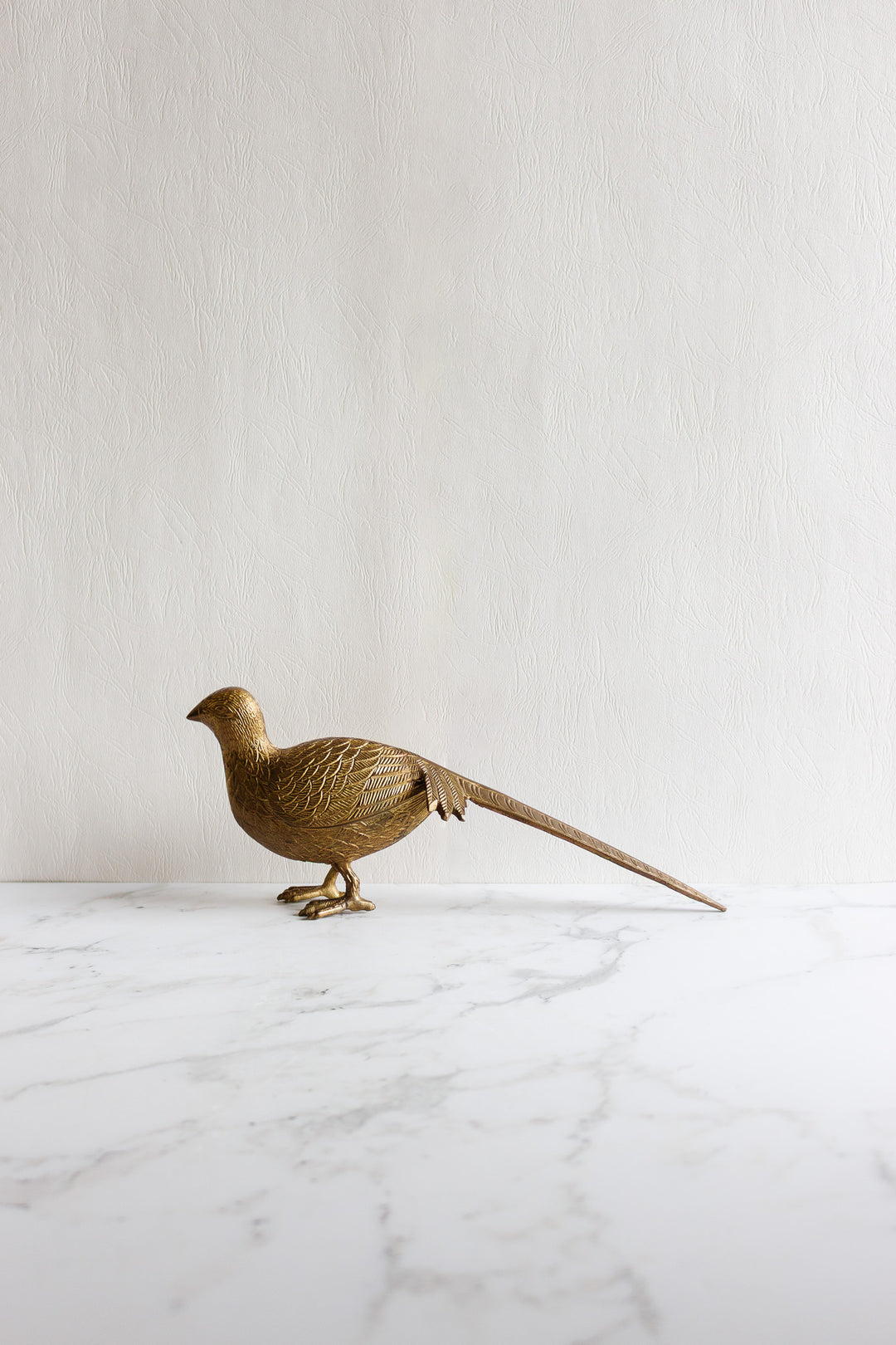 pair of large antique french solid brass pheasants